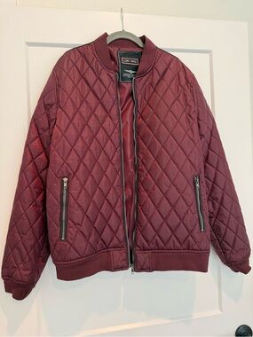 LON•NYC Quilted Bomber Jacket for Men in Burgundy